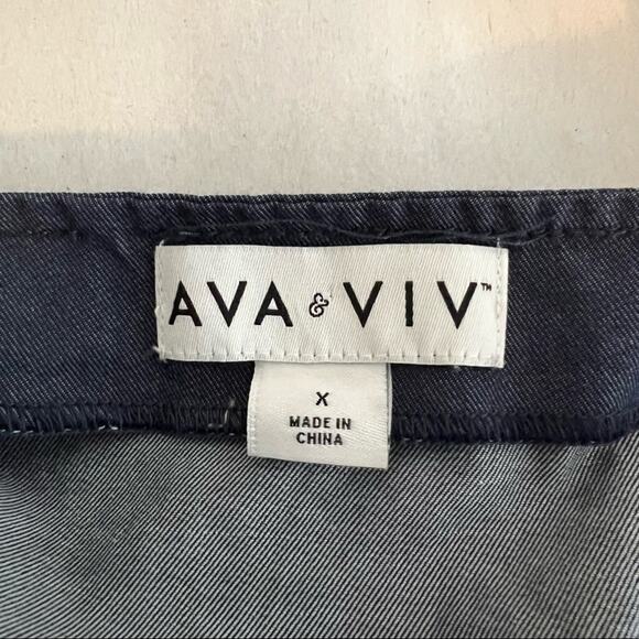 Ava & Viv Dress Square Neckline Hi Low Hemline Blue Chambray Women's Size 14W - Picture 10 of 15